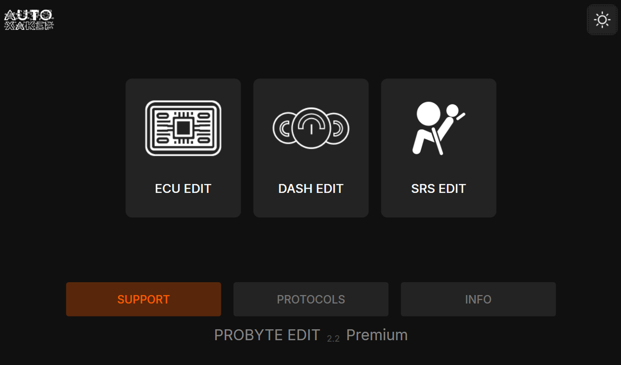 Probyte Edit main menu